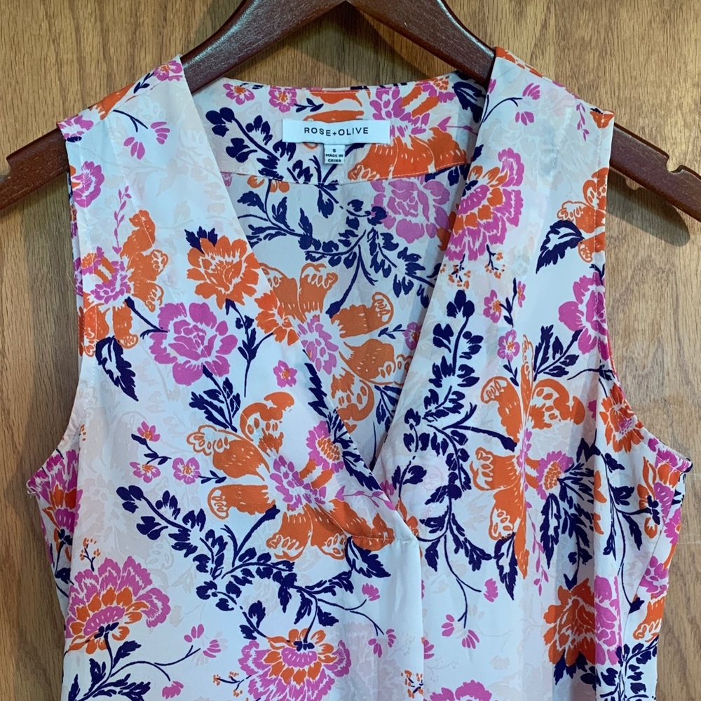 Rose & Olive Vibrant Floral Blouse - Orange and Pink